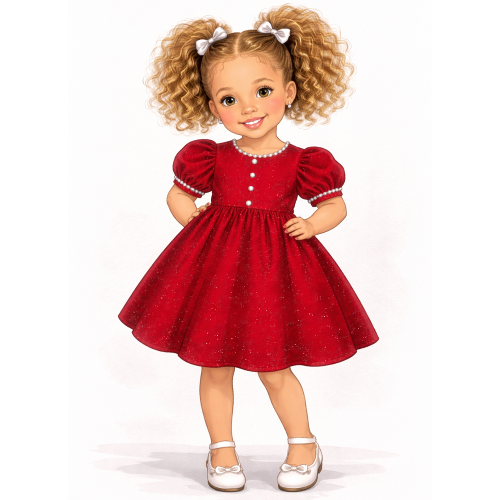 Vestido infantil manga bufante PDF Ref. 6012