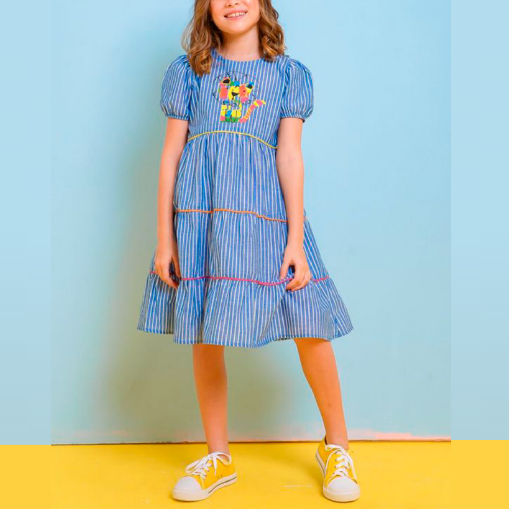 Vestido infantil franzidos Ref. 6016