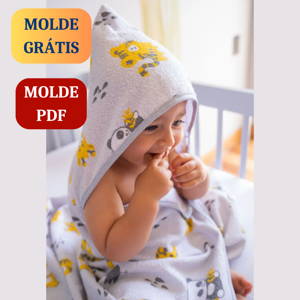 Molde toalha bebê com capuz PDF Ref. 7002