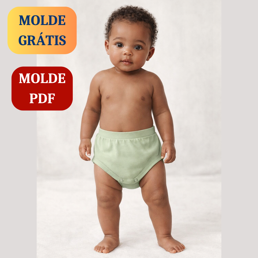 Molde tapa fralda romper bebê PDF Ref. 7000