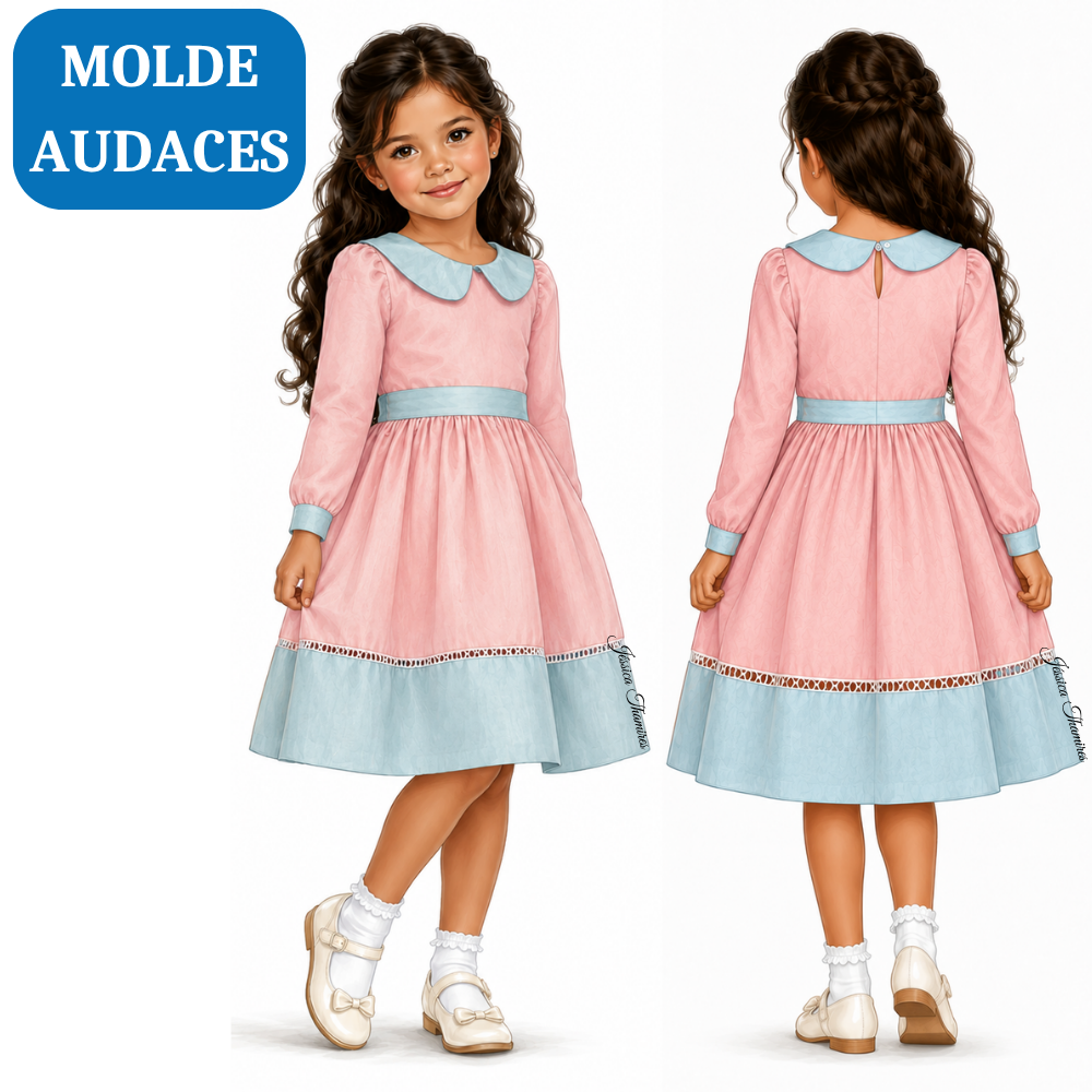 Molde vestido infantil bicolor AUDACES Ref. 7001