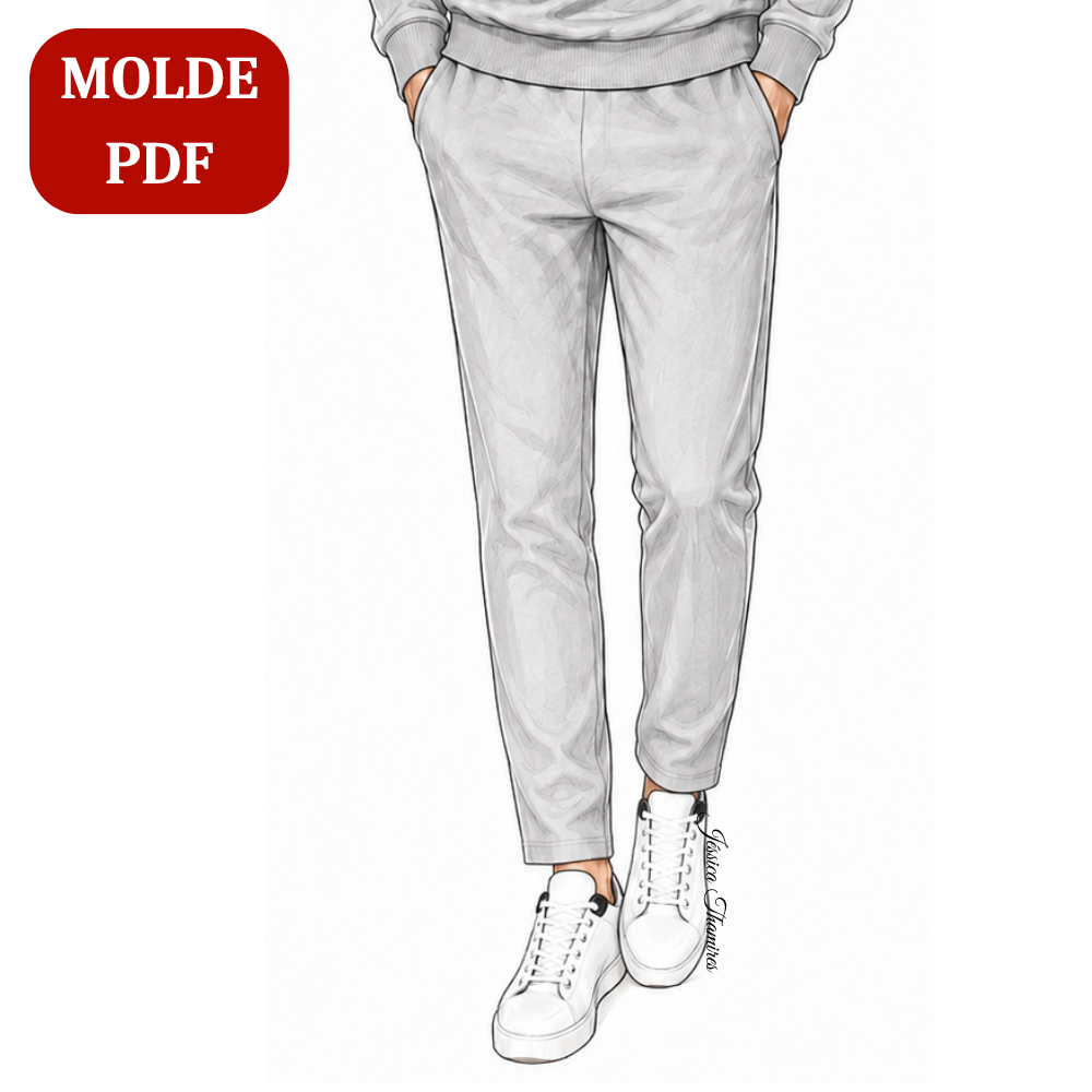 Molde calça moletom masculina PDF Ref. 8000